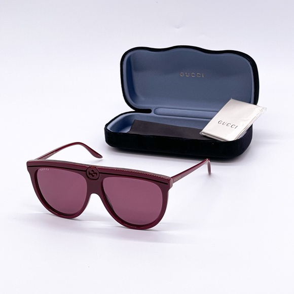 NEW GUCCI UNISEX BURGUNDY SUNGLASSES - Picture 3 of 9